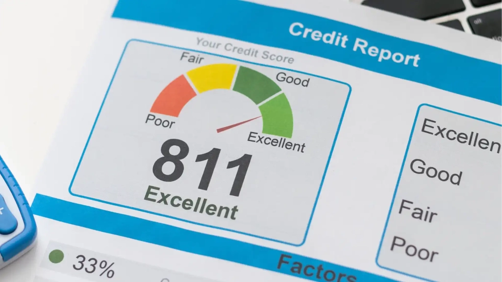 An excellent score: "811" shown on a credit report